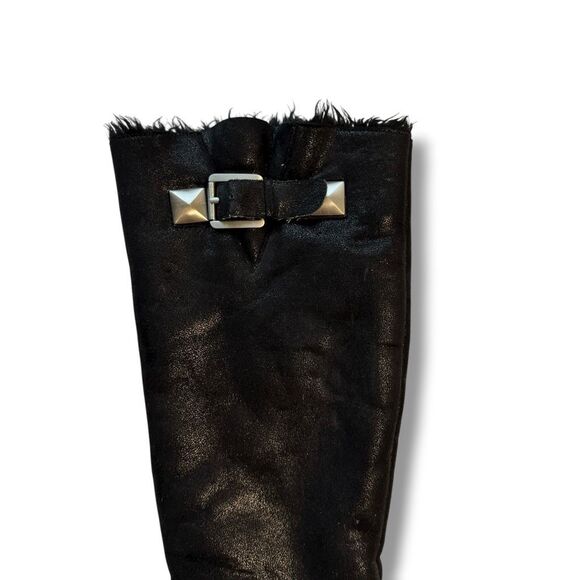 MICHAEL Michael Kors Calista Knee-High Platform Wedge Boots Faux Suede Faux Fur - Picture 6 of 9